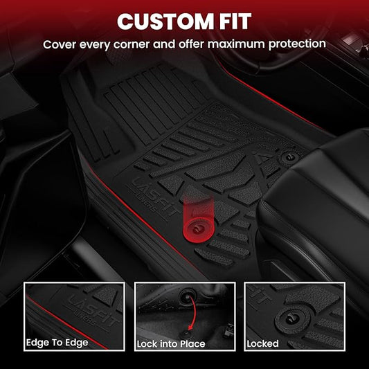 LASFIT Floor Mats & Cargo Mat for Jeep Wrangler JK 2014-2018 Unlimited 4-Door (NOT for JL or 2-Door) All Weather TPE Custom Fit Car Mats Floor Liners Cargo Liner Cargo Mat Black
