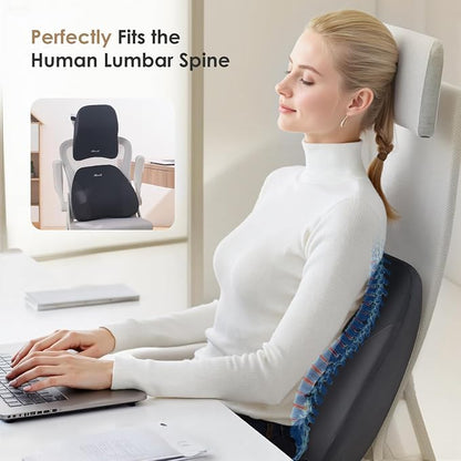 FLORICH Upgrade Lumbar Support and Car Neck Pillow, Back Support and Headrest Pillow for Car Seat Driver, Memory Foam Back Neck Support Pillow and Car Seat Lumbar Support for Car Office Chair - Black