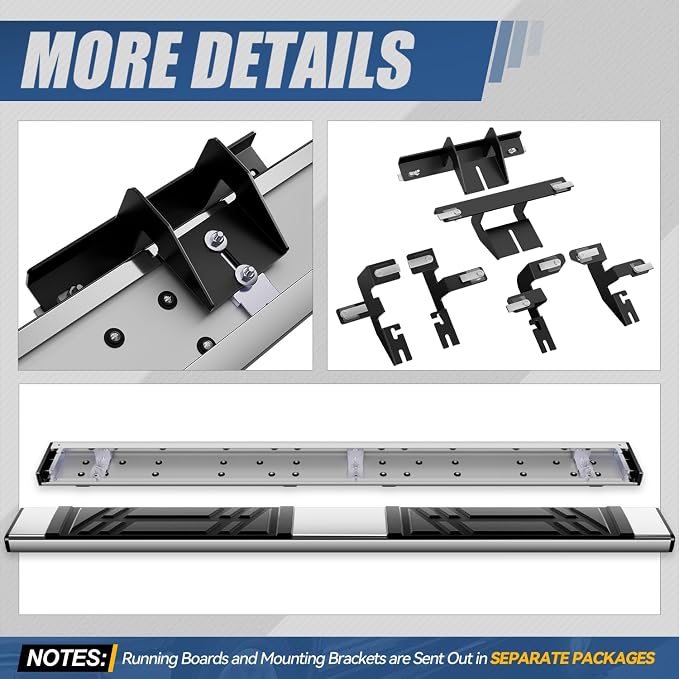 Auto Dynasty Running Boards Compatible with 2015-2024 Ford Edge, Stainless Steel Side Step Rail Nerf Bars, 6.5 Inches Step Bars, Polished Chrome 16 17 18 19 20 21 22 23