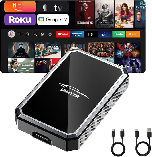 LAMTTO 2-in-1 Car TV Mate Pro – Wireless CarPlay Adapter with HD Media Port Input for TV Stick, Switch to Watch on Car Screen Compatible with Wired CarPlay Touchscreen Cars（2016-2025）