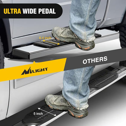 Nilight Running Boards for 2019-2026 Chevy Silverado GMC Sierra 1500 2500 3500 Regular Standard Single Cab 6 Inch Side Step Nerf Bars Stainless Steel