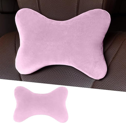 Car Headrest Pillow, Soft Comfortable Memory Foam Automotive Neck Pillow Cushion for Neck Pain Pressure Relief, Universal Fit (Pink)