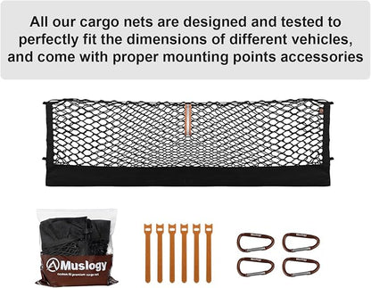 Muslogy Truck Bed Cargo Net Trunk Netting Compatible with 2024-2026 GMC Acadia | Chevy Traverse | 2025+ Buick Enclave Accessories, Pickup Cargo Organizer SUV Sedan Storage Net w/Heavy Duty Carabiners