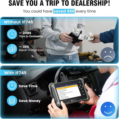 2026 BOSSCOMM IF745 Scanner Diagnostic Tool, Check Engine Code Reader with 6 Resets, ABS Bleeder/Oil/EPB/SAS/Throttle/Battery, Scanner Diagnostic Tool for Vehicles, Lifetime Free Update, Auto VIN