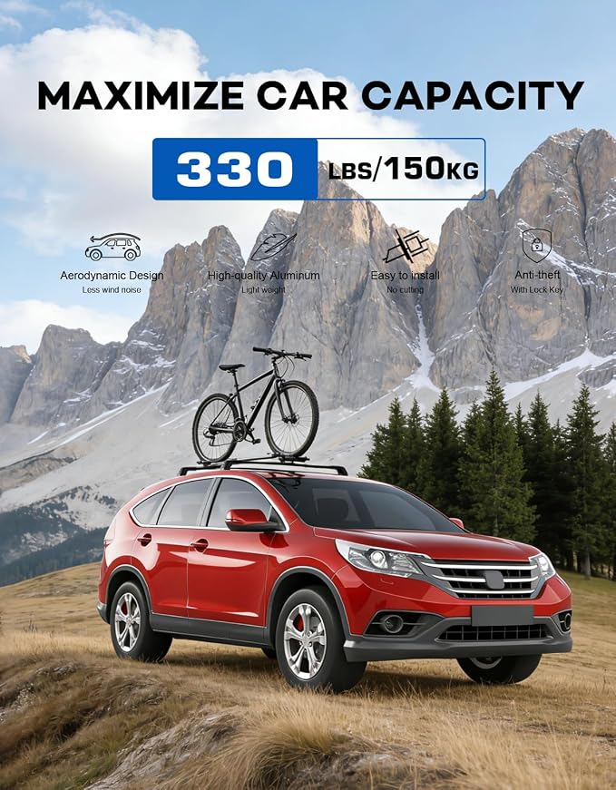 Wonderdriver 330lbs Roof Rack Cross Bars Fit for Honda CRV CR-V 2012 2013 2014 2015 2016 (without Side Rails), Heavy Duty Aluminum Roof Rails Crossbars (Cutting the molding trim) Cargo Carrier Luggage