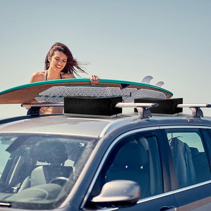 12 Inch Kayak Canoe Roof Carrier Foam Blocks Kit with Straps, Universal Car Top Carrier Pads for Kayak Canoe Surfboard Transport, Soft High Density Foam Roof Rack Replacement