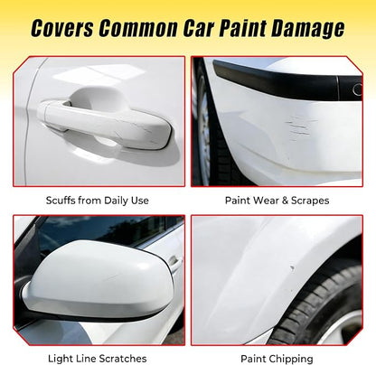 Pure White Touch Up Paint for cars, 2-in-1 Brush & Tip, 0.4 fl oz - Universal Car Scratch Repair Pen for Scratches & Scuffs, OEM Color Match, Quick-Dry & Long-Lasting