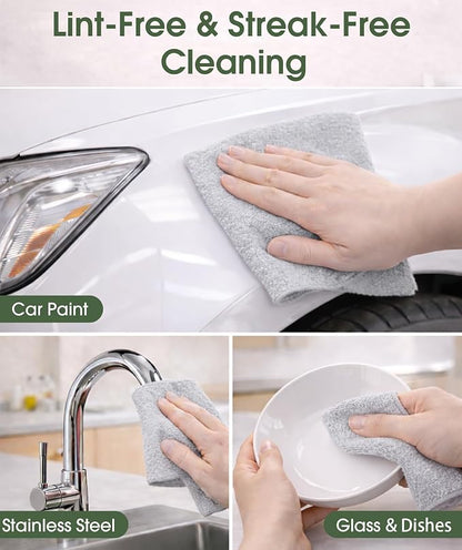 Microfiber Cleaning Cloth Roll - 100 Pack Tear Away Microfiber Paper Towels, Reusable, Washable, Scratch-Free, Kitchen Towels for Car, Home, Kitchen, Glass, Dishes (Light Grey)