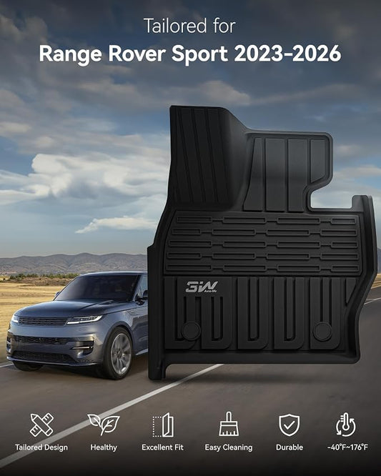 3W Floor Mats & Cargo Liner Fit Range Rover Sport 2023-2025 2026 (Not for Range/Land Rover Discovery Sport) TPE All Weather Custom Fit for Land Rover Sport 1st and 2nd Row Full Set Car Liners, Black