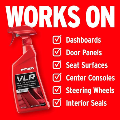 Mothers VLR Vinyl-Leather-Rubber Care, 24 oz. — Cleans, Conditions & Protects In One Step – pH Balanced Formula with Neatsfoot Oil & Lanolin To Protect Against Drying, Fading & Cracking (06524)