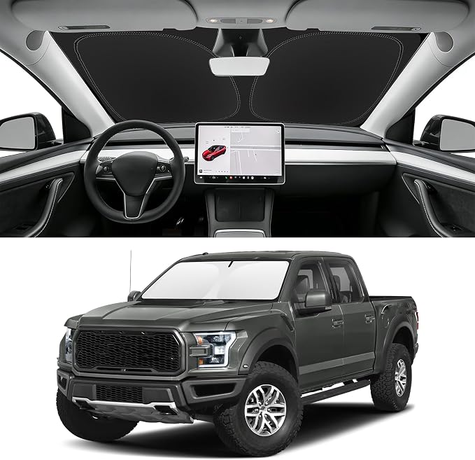 Custom Fit Windshield Sun Shade for Ford F150 2015-2020, Blocks UV & Heat, Front Window Sunshade Accessories, Easy Fold & Store Keep Your Car Cooler