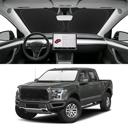 Custom Fit Windshield Sun Shade for Ford F150 2015-2020, Blocks UV & Heat, Front Window Sunshade Accessories, Easy Fold & Store Keep Your Car Cooler