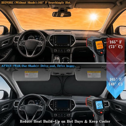 Car Windshield Sun Shade, Funny Eyes Large Foldable Car Sun Shade, Windshield Cover Universal Fits Full-Size Pickup Truck SUV, UV Heat Protection - 63 x 33.86