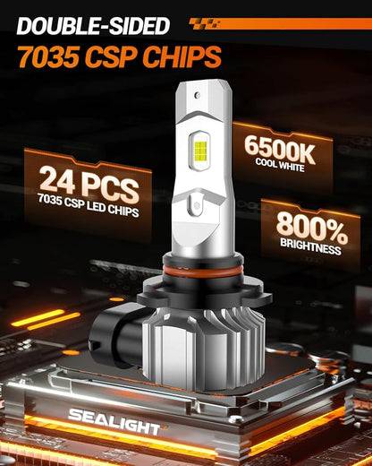 SEALIGHT 9145 H10 LED Fog Light Bulbs or DRL, 18000LM 800% Brightness 9140 H10 9145 LED Fog Lights LED Bulb for Car, 6500K Cool White 984 FT Strong Penetration, 60000 Hours Lifespan, Pack of 2