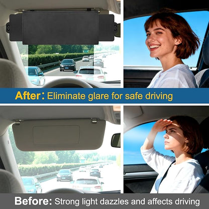 Veharvim Sun Visor Extender for Car (Polarized, UV400, PC Lens, 2 Side Sunshade), Car Visor Extender Sun Blocker, Visor Extender Attachment, Anti-Glare Sun Visor Accessory for Safe Driving (2 Pack)