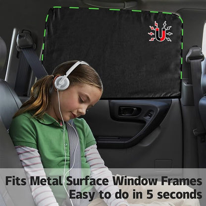 ZATOOTO Car Window Curtains - 2 Pcs Black Silk Side Rear Protection Covers - Magnetic Privacy Sun Shade Keeps Cooler for Baby Kids Sleeping