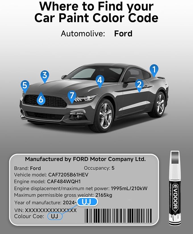 UJ Sterling Gray Metallic Touch Up Paint for Ford – Exact Match 2 in 1 Paint Pen for Chips and Nicks Repair