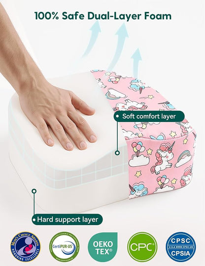 Babelio Ergo-Designed Booster Seat for Kitchen Chair, Promote Proper Upright Posture, Toddler Booster Seat for Dining Table, Removable & Washable Cover, Suitable for 18 Months to 5 Years, Pink Unicorn