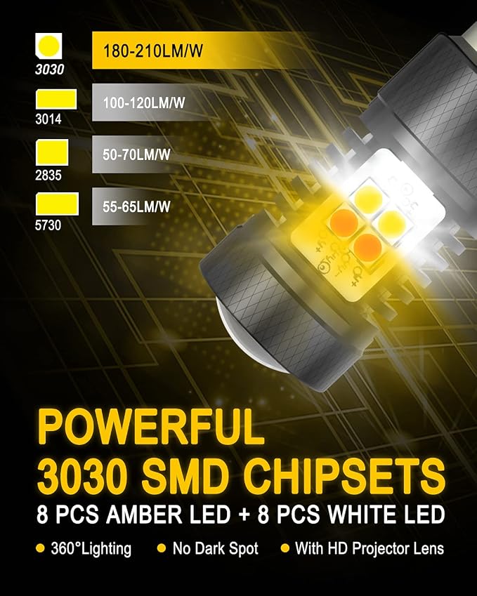 AUXITO 1157 Switchback LED Turn Signal Light Bulbs 2057 2357 7528 BAY15D P21/5W White/Amber Dual Color LED Bulbs with 3030SMD Chipsets for Turn Signal Blinker Parking Daytime Running Tail Lights