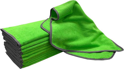 Detailer's Preference Large 320 GSM Microfiber Towels for Car Detailing, Washing, Drying, Ultra Soft Terry Weave, Scratch-Free, Lint-Free, Multi-Surface, Reusable, 16x24 Inch, 12-Pack, Green