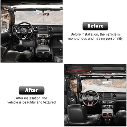 RT-TCZ Interior Trim Kit Cover Center Console Decoration Accessories Compatible with Jeep Wrangler JL JLU & Gladiator JT 2018-2023 23PCS,Red Carbon Fiber