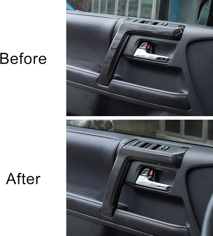 Voodonala for 4Runner Carbon Fiber Inner Door Handle Door Pull Cover Trim Cover Decoration Garnish for Toyota 4Runner Interior Accessories 2010-2025+ 4pcs