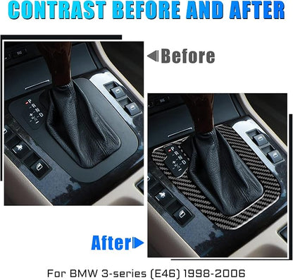 AIRSPEED for BMW E46 1998-2006 Center Console Gear Shift Panel Trim (Right-Side Long Slot Version) – Carbon Fiber Interior Trim Accessories, Black