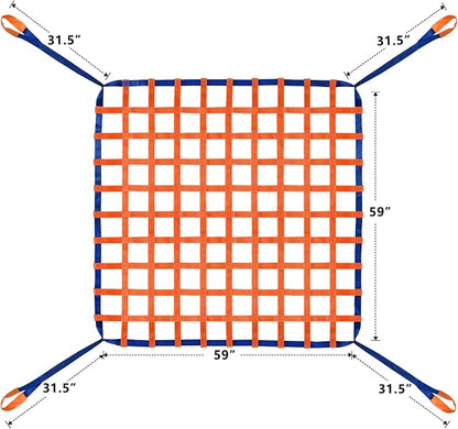 4.92' x 4.92' Cargo Lifting Nets - Flat Polyester Sling Hoisting Net - Max. Load Capacity: 2200lbs