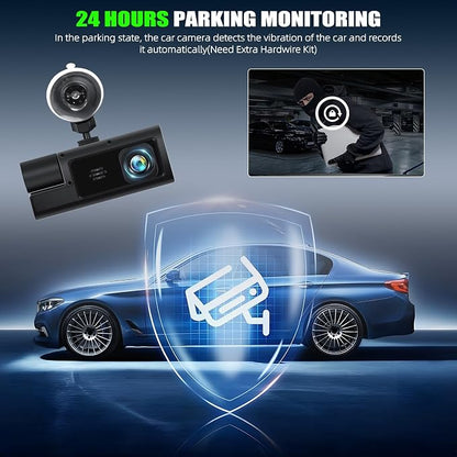 3 Channel Dash Cam Front and Rear Inside, 2.0'' 1080P Dash Camera for Cars, Dash cam Three Way Triple Car Camera with Super Night Vision,Wide Angle,Loop Recording, G-Sensor, 24 Hours Recording