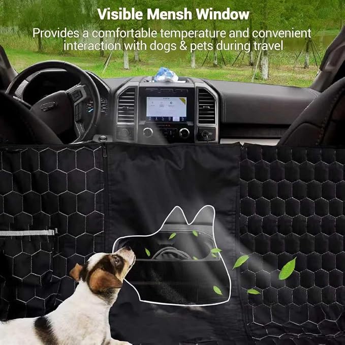 Meginc Dog Car Seat Cover for Trucks, Dog Seat Cover for Back Seat Protector F150 Ram 1500, Waterproof Dog Hammock for Truck with Mesh Window Heavy Duty Seat Cover for F-Series/GMC Sierra/Silverado
