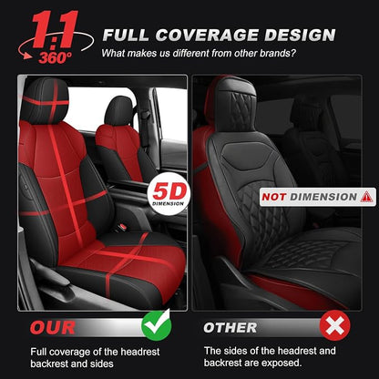 Custom Fit Seat Covers for Toyota Sienna 2021 2022 2023 2024 2025 LE, XLE,8 Seats,2nd Row 40/20/40 Bench, Full Set Sienna Seat Covers,Durable and Breathable Faux Leather,Airbag compatible(Black/Red)