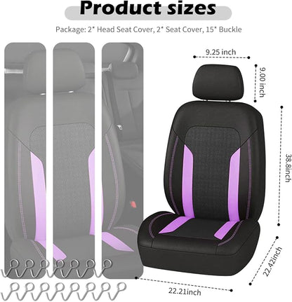 2 Pack Universal Car Seat Cover with Breathable Mesh Backrest,Comfortable Car Seat Protector with Foam Padding and Retaining Buckle,Highly Elastic Car Seat Covers Full Set (Purple)