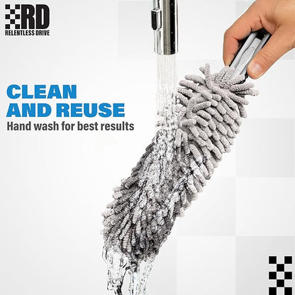 Relentless Drive Car Duster Interior 14" – Ultimate Dash Duster for Women & Men, Chenille Car Accessories Interior, Lint & Scratch-Free