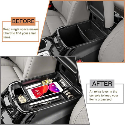 HGWEI Center Console Organizer Compatible with Kia Telluride 2020 2021 2022 2023 2024 2025 2026 Interior Accessories Insert Tray Coin Holder Armrest Secondary Storage Box, Black