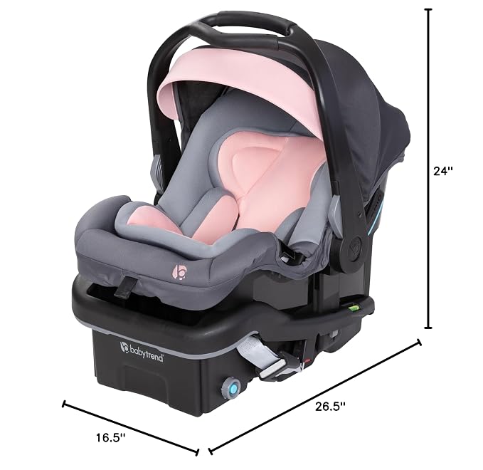 Baby Trend Secure-Lift Infant Car Seat, Madrid Pink – Compact Lightweight Carrier, Infant Comfort Cushioning, Adjustable Harness Fit