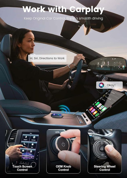 Upgraded Android Auto Wireless Adapter for Cars 2017+, 2 in 1 Wireless Carplay Adapter for iPhone,Compatible with iOS 10+/Android 11+, Plug & Play,Near-Zero Latency
