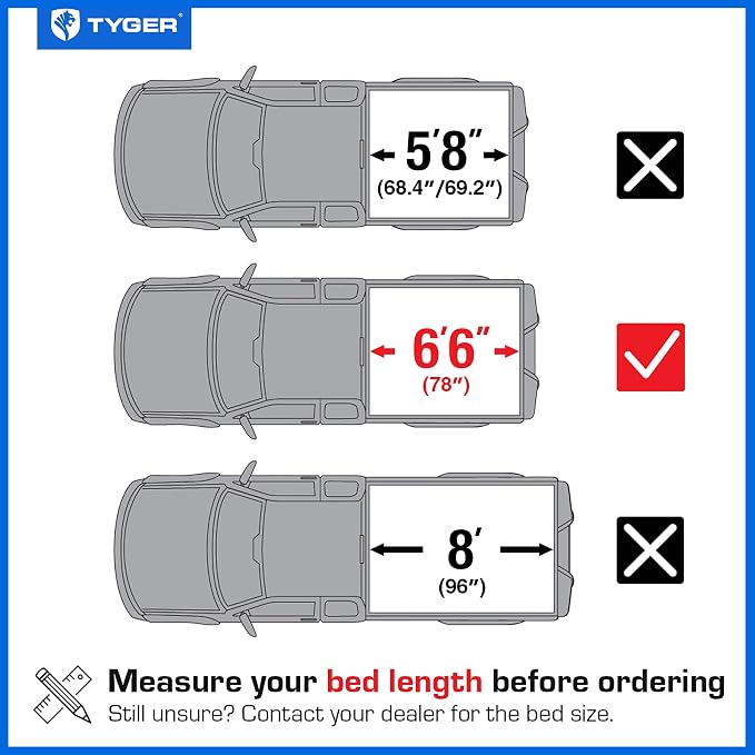 Tyger Auto T2 Low Profile Soft Roll-up Truck Bed Tonneau Cover Compatible with 2014-2018 Chevy Silverado GMC Sierra 1500; 2015-2019 2500 3500HD; 2019 LD/Limited | 6'7" (79") Bed | TG-BC2C6007