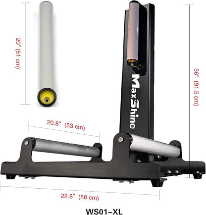 Maxshine XL Universal Wheel & Rim Detailing Rolling Stand (Black) | 360° Rotating Tire Stand for Car Detailing, Wheel Wash, Ceramic Coating & Tire Shine | Heavy-Duty Rim Detailing Roller Stand