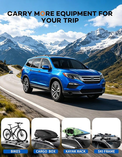 Wonderdriver Roof Rack Cross Bars Compatible with Honda Pilot 2016-2022 with Flush Rails, Aluminum Crossbars Rooftop Cargo Bag Kayak Bike Luggage Snowboard Carrier Kayak Bike Cargo Accessories