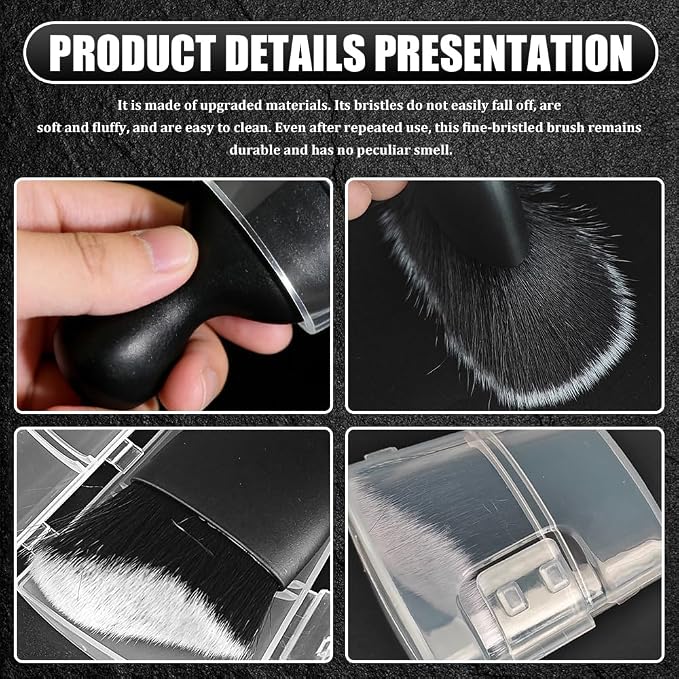 Car Detailing Brushes, Car Cleaning Brush, Auto Interior Soft Bristles Curved Cleaning Brush, Auto Detailing Dusting Tool Universal for Dashboard Air Conditioner Vent Computer (Black White)