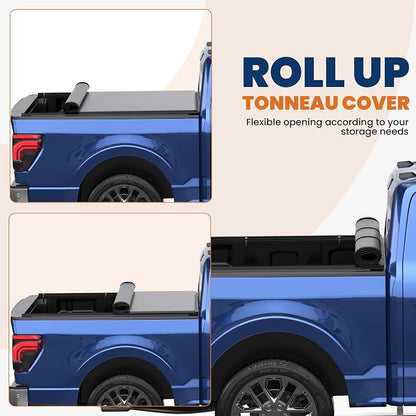 KUIPERAUTO 96inch Soft Roll-Up Truck Bed Tonneau Cover Compatible for 2015-2026 Ford F150 Styleside (Not for Flareside) 8' Bed