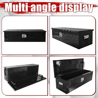 39x13x10 Inch Aluminum Truck Tool Box Heavy Duty Diamond Plate Pickup Tool Boxes Underbody Truck Bed Toolbox with Lock and Keys Suitable for Pickup RV Van Trailer Black