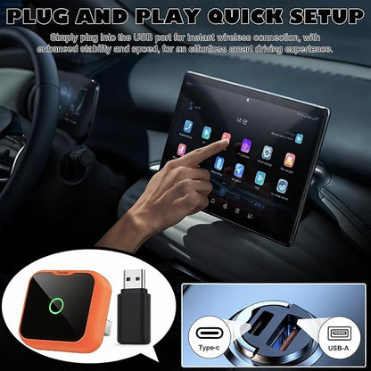2-in-1 Wireless CarPlay Adapter for iPhone & Android Auto, Mini Wired to Wireless Dongle, Plug & Play, Stable Connection, iOS 10+/Android 11+, Lifetime OTA Updates (Not for BMW/Tesla)