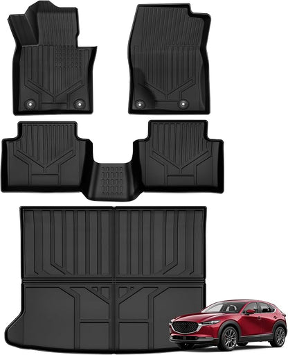 YITAMOTOR Floor Mats & Cargo Liner for Mazda CX-30 2026 2025 2024 2023 2022 2021 2020 Includes 2 Rows and Trunk Mat Set, Cutsom Fit All-Weather Automotive Floor Mat Set Liners, Black