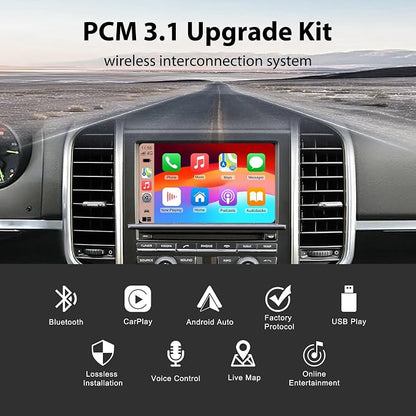 Wireless CarPlay Android Auto Adapter Decoder Retrofit Kit Fits Porsche PCM3.1 System 2010-2016 Cayenne/Panamera/Macan/Cayman/718/911, Supports Voice Control/Mirror Link/Camera/USB Drive/Navi