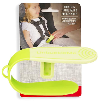 UnbuckleMe Car Seat Buckle Release Tool - Easy Opener Aid for Arthritis, Long Nails, Older Kids - Button Pusher for Infant, Toddler, Convertible 5 pt Harness car Seats - As Seen on Shark Tank (Lime)