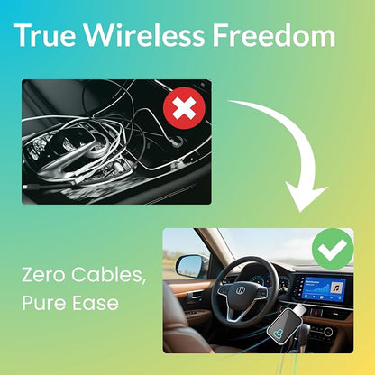 Wireless CarPlay Adapter for iPhone, Aluminum Cooling Carplay Receiver | Aluminum metal fast cooling, anti-interference stable connection, no lag audio, instant auto reconnect