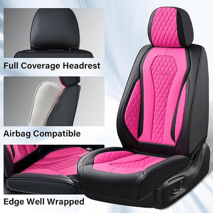 Coverado Automotive Seat Covers Front Seats, Seat Covers 2 Pack, Rose Car Seat Cover, Waterproof Auto Seat Covers, Car Seat Cushion, Front Car Seat Covers Leather Car Seat Protector Fit for Most Cars