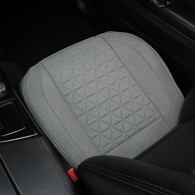 West Llama Linen Front Car Seat Cover Protector Anti-Slip Bottom Seat Cover Fits 95% of Vehicles,Wrapping Around The Bottom,Triangular Pattern(Gray-2Pcs)