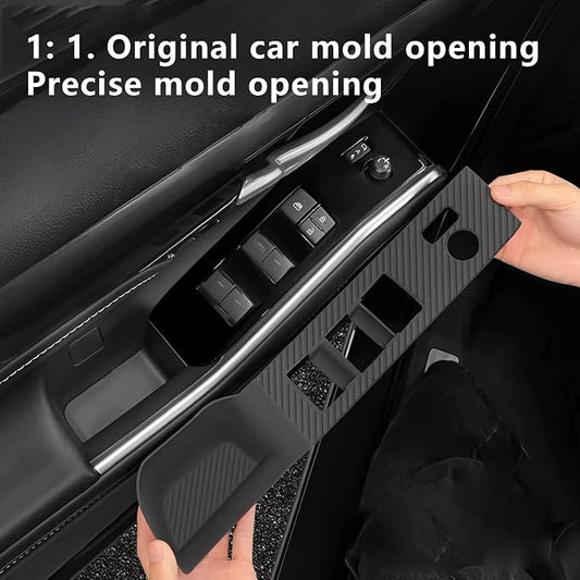 Temmis 4PCS Car Door Window Switch Panel Cover for Toyota Highlander 2020-2026, Auto Interior Decor Accessories Armrest Trim Silicone Style Kit-Black